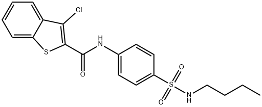 Benzo[b]thiophene-2-carboxamide, N-[4-[(butylamino)sulfonyl]phenyl]-3-chloro- (9CI) 구조식 이미지