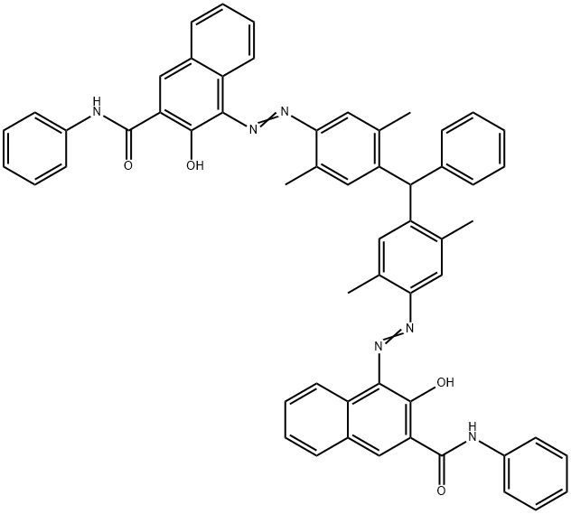 4,4'-[(phenylmethylene)bis[(2,5-dimethyl-4,1-phenylene)azo]]bis[3-hydroxy-N-phenylnaphthalene-2-carboxamide] 구조식 이미지