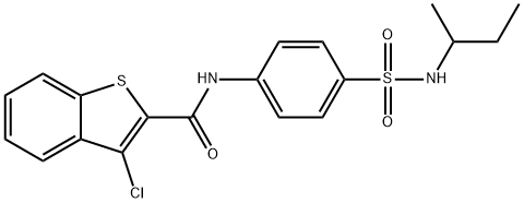 Benzo[b]thiophene-2-carboxamide, 3-chloro-N-[4-[[(1-methylpropyl)amino]sulfonyl]phenyl]- (9CI) 구조식 이미지