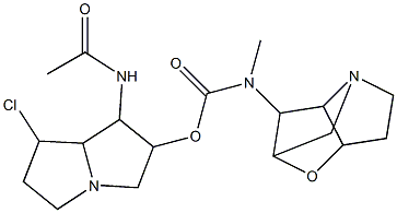 (Hexahydro-2,4-methano-4H-furo[3,2-b]pyrrol-3-yl)methylcarbamic acid [6-acetylamino-4-chloro-1-azabicyclo[3.3.0]octan-7-yl] ester Structure