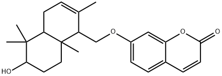 (+)-7-[(1,4,4a,5,6,7,8,8a-Octahydro-6-hydroxy-2,5,5,8a-tetramethylnaphthalen-1-yl)methoxy]-2H-1-benzopyran-2-one Structure
