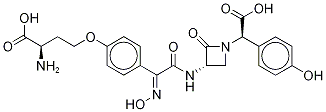(3S,αR)-3-[[[4-[(R)-3-Amino-3-carboxypropoxy]phenyl][(E)-hydroxyimino]acetyl]amino]-α-(4-hydroxyphenyl)-2-oxo-1-azetidineacetic acid 구조식 이미지