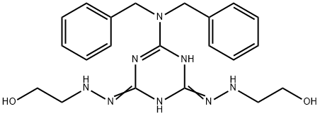 6-[Bis(phenylmethyl)amino]-1,3,5-triazine-2,4(1H,3H)-dione bis[(2-hydroxyethyl)hydrazone] 구조식 이미지
