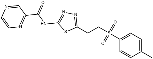 Pyrazinecarboxamide, N-[5-[2-[(4-methylphenyl)sulfonyl]ethyl]-1,3,4-thiadiazol-2-yl]- (9CI) 구조식 이미지