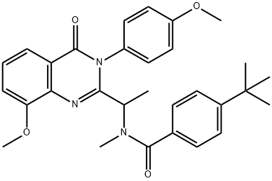 Benzamide,  N-[1-[3,4-dihydro-8-methoxy-3-(4-methoxyphenyl)-4-oxo-2-quinazolinyl]ethyl]-4-(1,1-dimethylethyl)-N-methyl- Structure