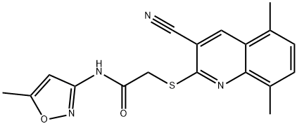 Acetamide, 2-[(3-cyano-5,8-dimethyl-2-quinolinyl)thio]-N-(5-methyl-3-isoxazolyl)- (9CI) 구조식 이미지