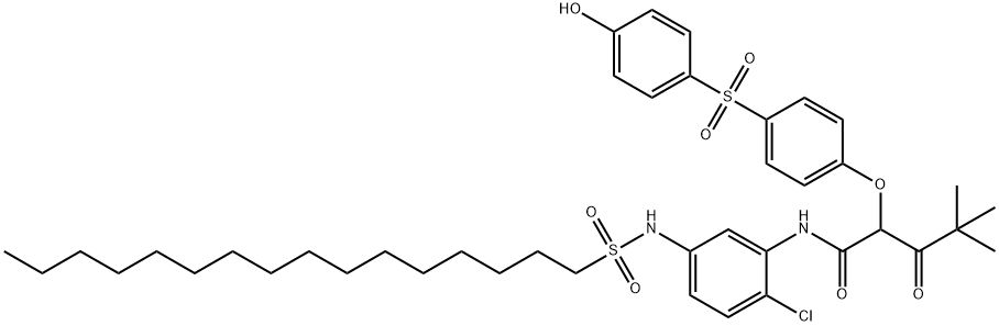 N-[2-chloro-5-[(hexadecylsulphonyl)amino]phenyl]-2-[4-[(4-hydroxyphenyl)sulphonyl]phenoxy]-4,4-dimethyl-3-oxovaleramide 구조식 이미지