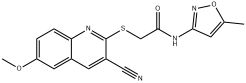 Acetamide, 2-[(3-cyano-6-methoxy-2-quinolinyl)thio]-N-(5-methyl-3-isoxazolyl)- (9CI) 구조식 이미지