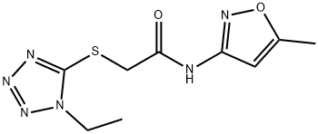 Acetamide, 2-[(1-ethyl-1H-tetrazol-5-yl)thio]-N-(5-methyl-3-isoxazolyl)- (9CI) 구조식 이미지