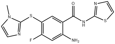 2-Amino-4-fluoro-5-[(1-methyl-1H-imidazol-2-yl)thio]-N-thiazol-2-ylbenzamide Structure