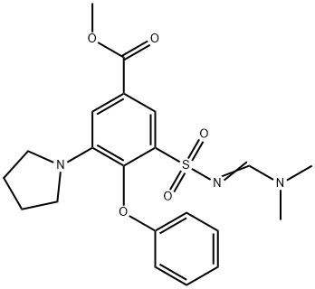 methyl 3-[[[(dimethylamino)methylene]amino]sulphonyl]-4-phenoxy-5-(1-pyrrolidinyl)benzoate 구조식 이미지
