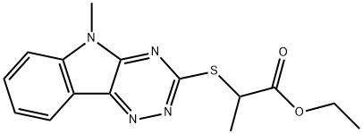 프로판산,2-[(5-메틸-5H-1,2,4-트리아지노[5,6-b]인돌-3-일)티오]-,에틸에스테르(9Cl) 구조식 이미지