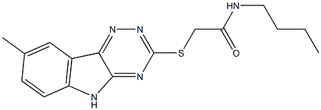 Acetamide, N-butyl-2-[(8-methyl-2H-1,2,4-triazino[5,6-b]indol-3-yl)thio]- (9CI) 구조식 이미지