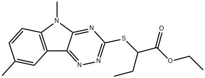 Butanoic acid, 2-[(5,8-dimethyl-5H-1,2,4-triazino[5,6-b]indol-3-yl)thio]-, ethyl ester (9CI) 구조식 이미지