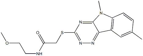 Acetamide, 2-[(5,8-dimethyl-5H-1,2,4-triazino[5,6-b]indol-3-yl)thio]-N-(2-methoxyethyl)- (9CI) 구조식 이미지