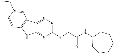 Acetamide, N-cycloheptyl-2-[(8-ethyl-2H-1,2,4-triazino[5,6-b]indol-3-yl)thio]- (9CI) 구조식 이미지