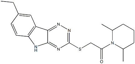 Piperidine, 1-[[(8-ethyl-2H-1,2,4-triazino[5,6-b]indol-3-yl)thio]acetyl]-2,6-dimethyl- (9CI) 구조식 이미지