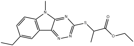 Propanoic acid, 2-[(8-ethyl-5-methyl-5H-1,2,4-triazino[5,6-b]indol-3-yl)thio]-, ethyl ester (9CI) Structure
