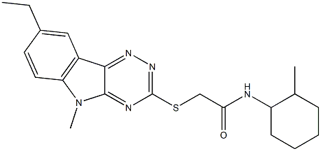 Acetamide, 2-[(8-ethyl-5-methyl-5H-1,2,4-triazino[5,6-b]indol-3-yl)thio]-N-(2-methylcyclohexyl)- (9CI) 구조식 이미지
