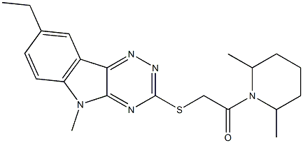 Piperidine, 1-[[(8-ethyl-5-methyl-5H-1,2,4-triazino[5,6-b]indol-3-yl)thio]acetyl]-2,6-dimethyl- (9CI) Structure