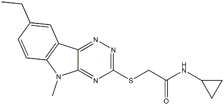 Acetamide, N-cyclopropyl-2-[(8-ethyl-5-methyl-5H-1,2,4-triazino[5,6-b]indol-3-yl)thio]- (9CI) 구조식 이미지