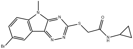 Acetamide, 2-[(8-bromo-5-methyl-5H-1,2,4-triazino[5,6-b]indol-3-yl)thio]-N-cyclopropyl- (9CI) 구조식 이미지