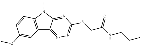 Acetamide, 2-[(8-methoxy-5-methyl-5H-1,2,4-triazino[5,6-b]indol-3-yl)thio]-N-propyl- (9CI) 구조식 이미지