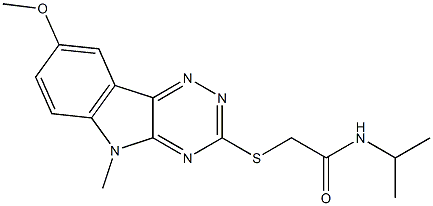 Acetamide, 2-[(8-methoxy-5-methyl-5H-1,2,4-triazino[5,6-b]indol-3-yl)thio]-N-(1-methylethyl)- (9CI) 구조식 이미지