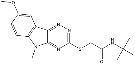 Acetamide, N-(1,1-dimethylethyl)-2-[(8-methoxy-5-methyl-5H-1,2,4-triazino[5,6-b]indol-3-yl)thio]- (9CI) 구조식 이미지