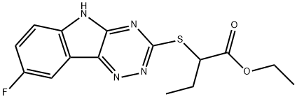 Butanoic acid, 2-[(8-fluoro-2H-1,2,4-triazino[5,6-b]indol-3-yl)thio]-, ethyl ester (9CI) 구조식 이미지