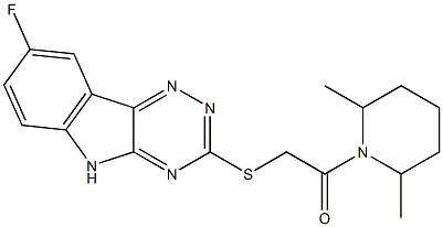 Piperidine, 1-[[(8-fluoro-2H-1,2,4-triazino[5,6-b]indol-3-yl)thio]acetyl]-2,6-dimethyl- (9CI) Structure