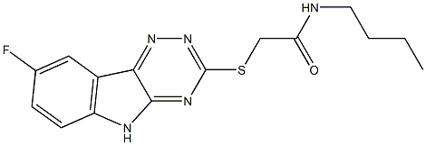 Acetamide, N-butyl-2-[(8-fluoro-2H-1,2,4-triazino[5,6-b]indol-3-yl)thio]- (9CI) 구조식 이미지