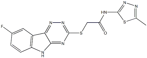 Acetamide, 2-[(8-fluoro-2H-1,2,4-triazino[5,6-b]indol-3-yl)thio]-N-(5-methyl-1,3,4-thiadiazol-2-yl)- (9CI) 구조식 이미지