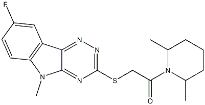 Piperidine, 1-[[(8-fluoro-5-methyl-5H-1,2,4-triazino[5,6-b]indol-3-yl)thio]acetyl]-2,6-dimethyl- (9CI) Structure