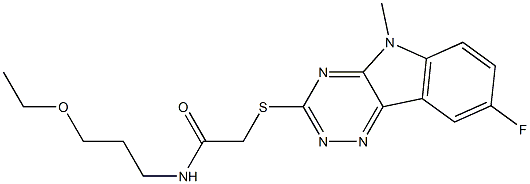 Acetamide, N-(3-ethoxypropyl)-2-[(8-fluoro-5-methyl-5H-1,2,4-triazino[5,6-b]indol-3-yl)thio]- (9CI) 구조식 이미지