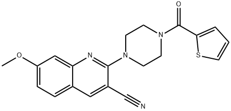 Piperazine, 1-(3-cyano-7-methoxy-2-quinolinyl)-4-(2-thienylcarbonyl)- (9CI) Structure