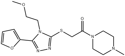 Piperazine, 1-[[[5-(2-furanyl)-4-(2-methoxyethyl)-4H-1,2,4-triazol-3-yl]thio]acetyl]-4-methyl- (9CI) Structure