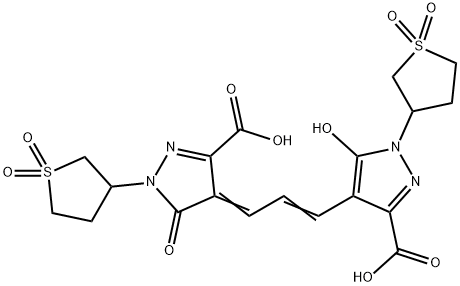 4-[3-(3-carboxy-5-hydroxy-1-(tetrahydro-3-thienyl)-1H-pyrazol-4-yl)allylidene]-4,5-dihydro-5-oxo-1-(tetrahydro-3-thienyl)-1H-pyrazole-3-carboxylic acid S,S,S',S'-tetraoxide 구조식 이미지