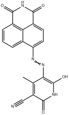 5-[(2,3-dihydro-1,3-dioxo-1H-benz[de]isoquinolin-6-yl)azo]-1,2-dihydro-6-hydroxy-4-methyl-2-oxonicotinonitrile  구조식 이미지