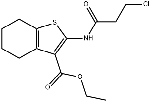 1-벤조티오펜-3-카르복실산,2-[(3-CHLORO-1-OXOPROPYL)아미노]-4,5,6,7-테트라하이드로-,에틸에스테르 구조식 이미지