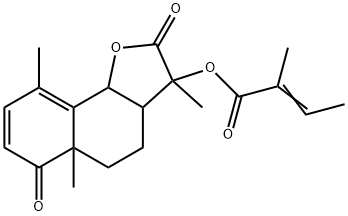 2-Methyl-2-butenoic acid 2,3,3a,4,5,5a,6,9b-octahydro-3,5a,9-trimethyl-2,6-dioxonaphtho[1,2-b]furan-3-yl ester 구조식 이미지
