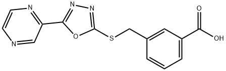 벤조산,3-[[(5-피라지닐-1,3,4-옥사디아졸-2-일)티오]메틸]-(9CI) 구조식 이미지