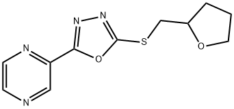 Pyrazine, [5-[[(tetrahydro-2-furanyl)methyl]thio]-1,3,4-oxadiazol-2-yl]- (9CI) Structure