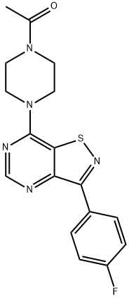 Piperazine, 1-acetyl-4-[3-(4-fluorophenyl)isothiazolo[4,5-d]pyrimidin-7-yl]- (9CI) 구조식 이미지