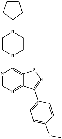 Isothiazolo[4,5-d]pyrimidine, 7-(4-cyclopentyl-1-piperazinyl)-3-(4-methoxyphenyl)- (9CI) 구조식 이미지