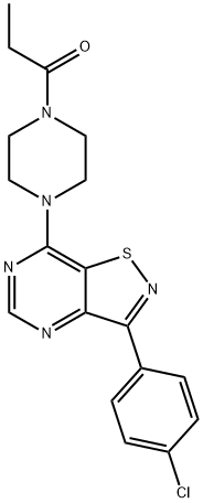 Piperazine, 1-[3-(4-chlorophenyl)isothiazolo[4,5-d]pyrimidin-7-yl]-4-(1-oxopropyl)- (9CI) Structure