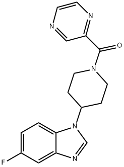 Piperidine, 4-(5-fluoro-1H-benzimidazol-1-yl)-1-(pyrazinylcarbonyl)- (9CI) 구조식 이미지