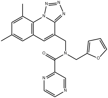 Pyrazinecarboxamide, N-[(7,9-dimethyltetrazolo[1,5-a]quinolin-4-yl)methyl]-N-(2-furanylmethyl)- (9CI) 구조식 이미지