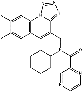 Pyrazinecarboxamide, N-cyclohexyl-N-[(7,8-dimethyltetrazolo[1,5-a]quinolin-4-yl)methyl]- (9CI) 구조식 이미지