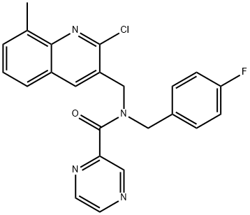 Pyrazinecarboxamide, N-[(2-chloro-8-methyl-3-quinolinyl)methyl]-N-[(4-fluorophenyl)methyl]- (9CI) 구조식 이미지